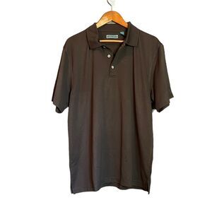 Cubavera brown 1/4‎ button short sleeve polo shirt